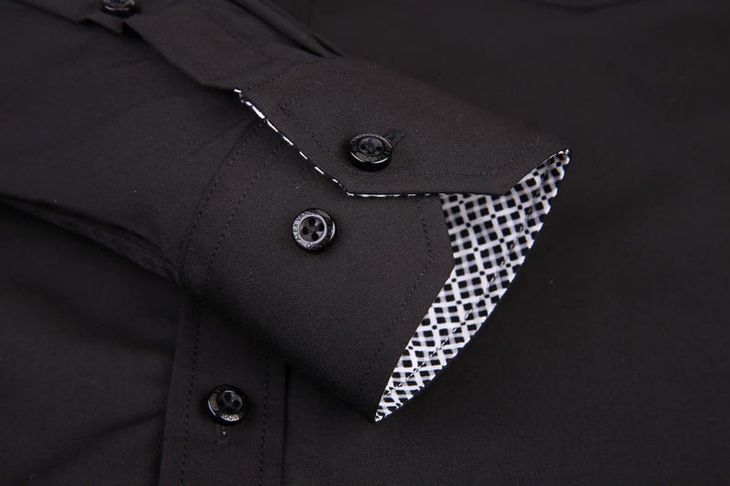Alex Vando Mens Rayon Dress Shirts Wrinkle Free Regular Fit Stretch Button Down Shirt,Black,M - Image 4